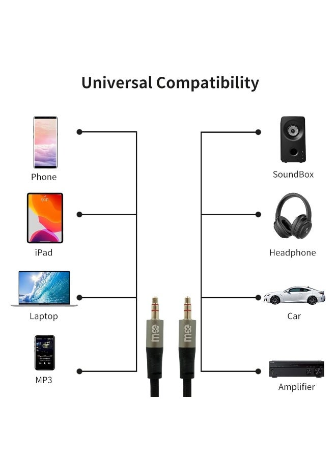iMee 3.5mm AUX Audio Cable Male to Male 1 Meter Universal Stereo Cord with Gold Plated Connectors Braided Aluminum Alloy Wire Hi-Fi Sound for Car Audio Speaker Headphones Laptop Smartphone Model IM-209 - Image 3